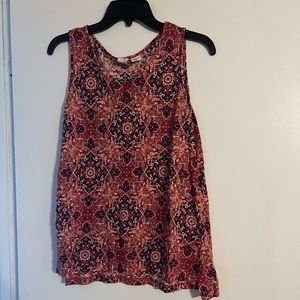 Artisan NY 100% Linen Boho Geometric Print High Low Top Blouse